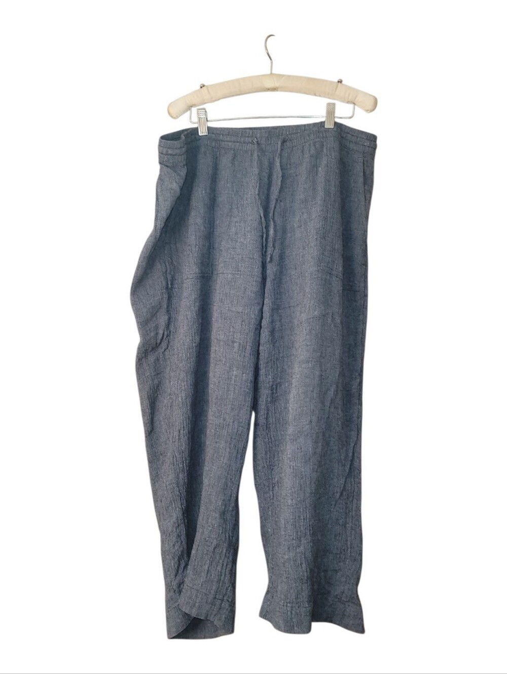 J.jill Pure Jill Linen Blue Cropped Boho Pants 1X
